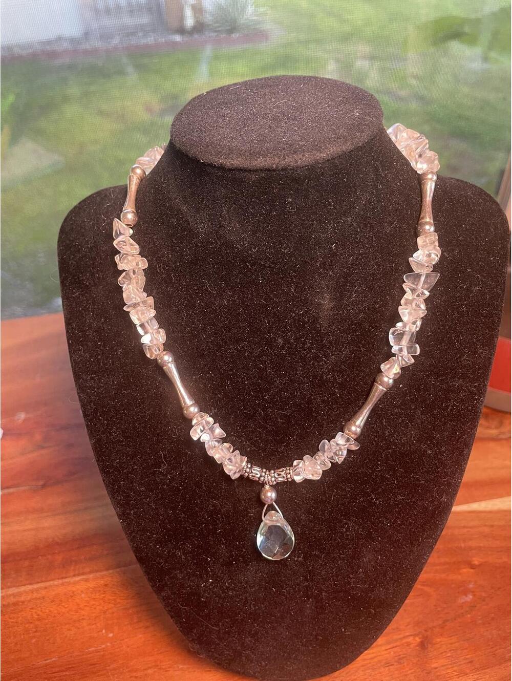 Vintage sterling Silver and Faceted Bead Necklace
